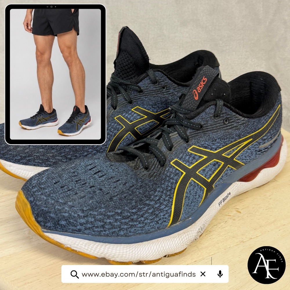 ASICS Gel-Nimbus 24 Mens 9.5 Running Shoes Deep Ocean Amber 1011B359